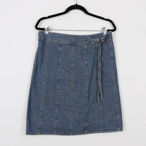 Vintage Y2K CK Calvin Klein Jeans Embroidery Denim Jean Mini Skirt Tie Waist Spring Casual Jean Mini Skirt Size 8-Large