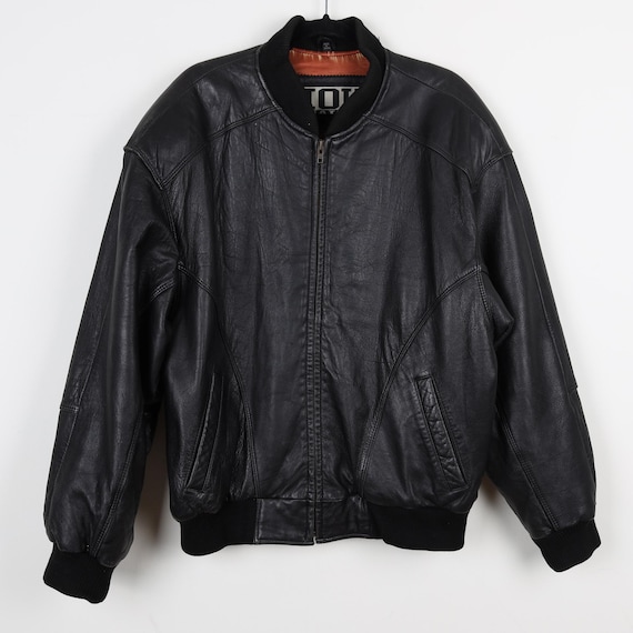 Vintage 90s Black IOU Leather Collection Bomber Jacket Vintage 90s Black IOU Leather Collection Bomber Jacket