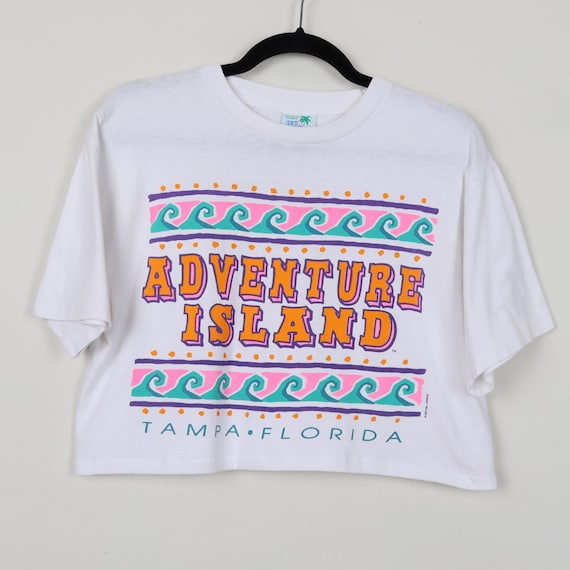 Vintage 90s Adventure Island Tampa Florida White Graphic Print