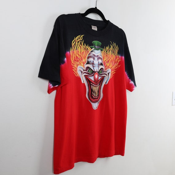 Vintage Y2K Joker Face Gothic Graphic Tee Tie Dye… - image 2