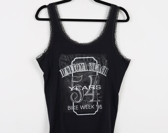 Vintage 90s Born to Ride Lace Detail Black Daytona Beach FL 54
