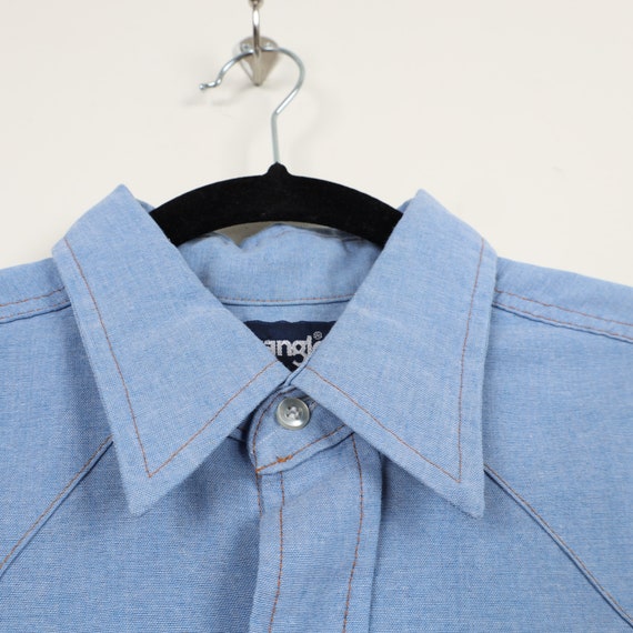 Vintage 90s Wrangler Blue Long Sleeve Shirt Cowbo… - image 7