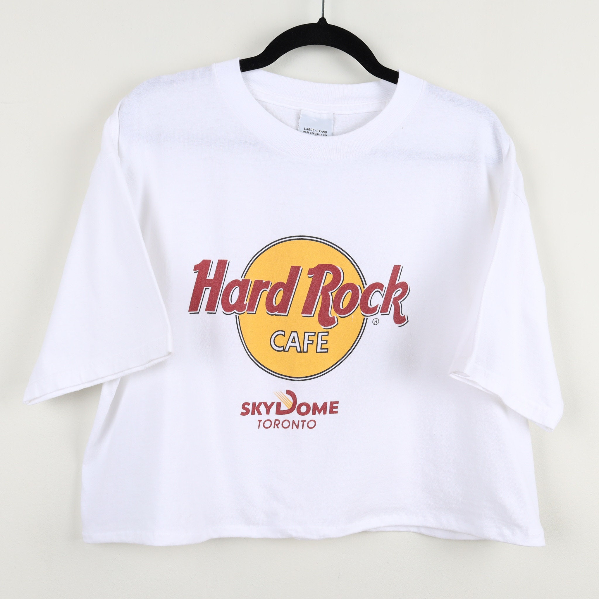 Vintage 90s Hard Rock Cafe Sky Dome Toronto White Graphic Cropped