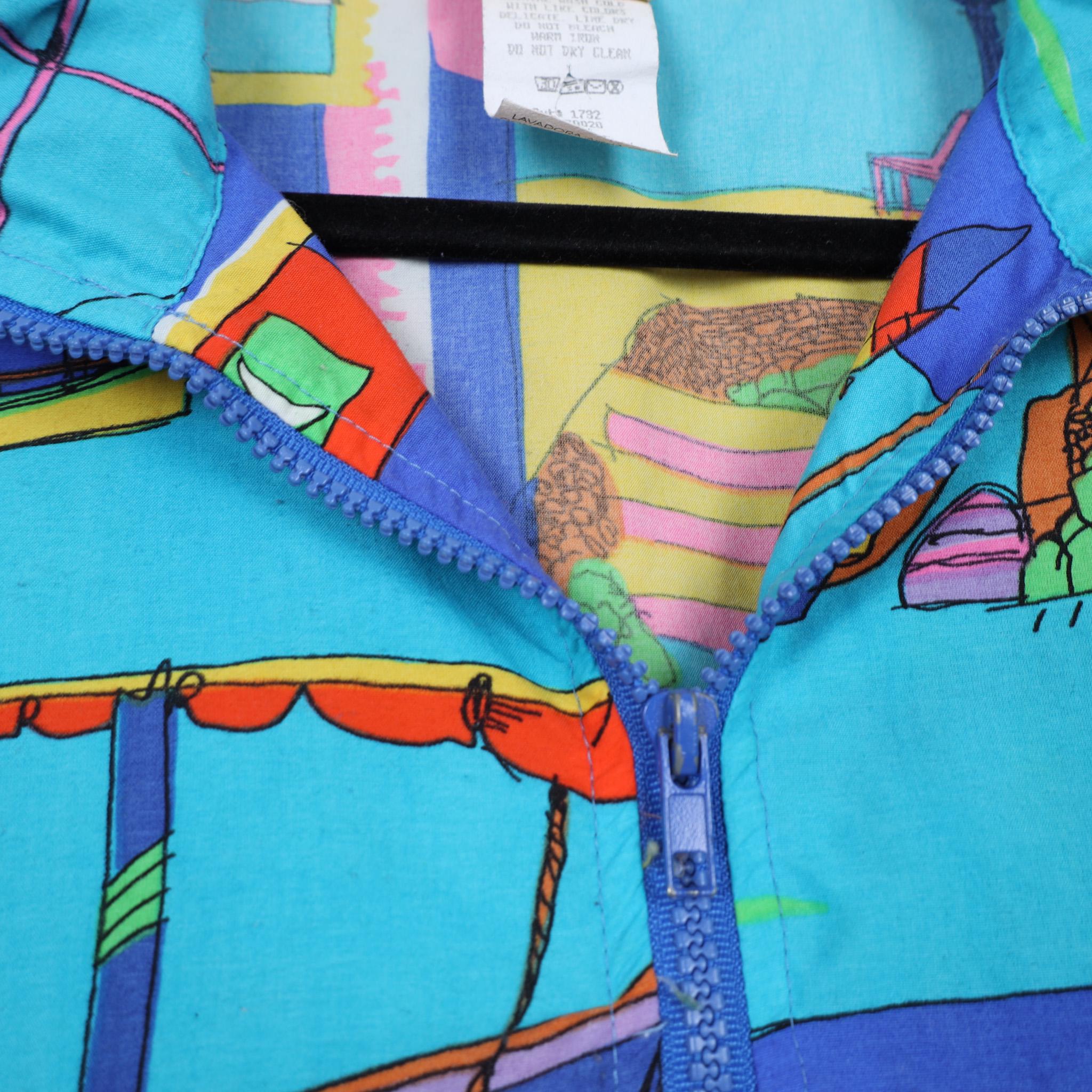 Zvintage 90s Blue Nautical Retro Hoody Jacket Funky Hoodie