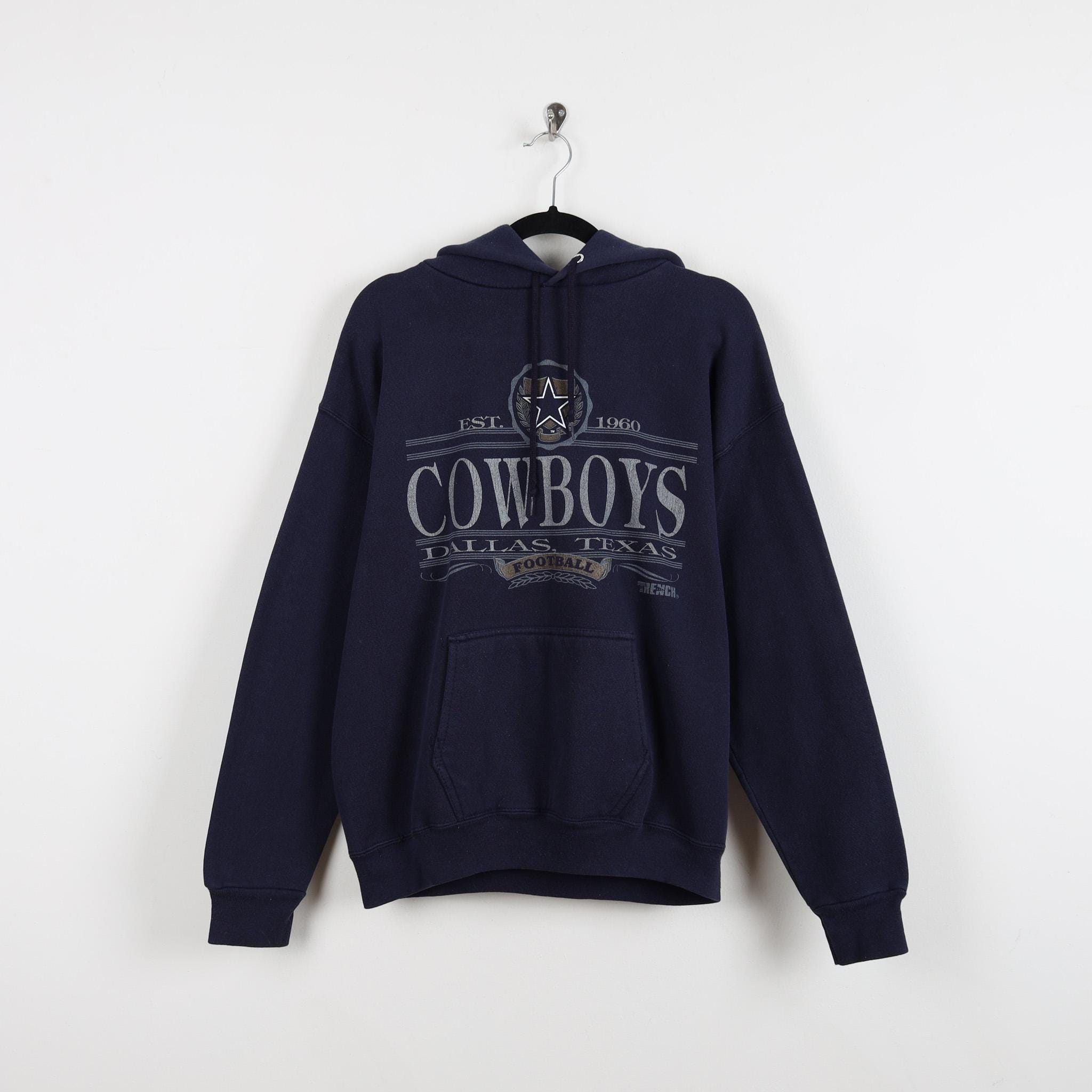 Vintage 90s Cowboys Dallas Texas Est 1960 Drawstring Hoody Navy