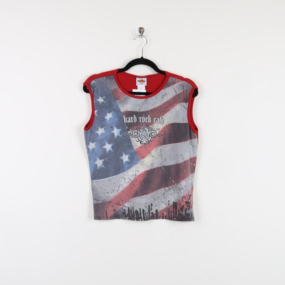 Vintage Y2k Hard Rock Cafe Atlanta American Flag Graphic