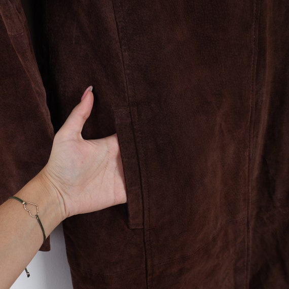 Vintage Y2K XOXO Dark Brown Suede Leather Trench … - image 4