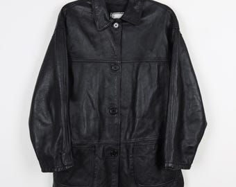 Vintage U.S. Polo Assn. Black Lambskin Leather Jacket Coat