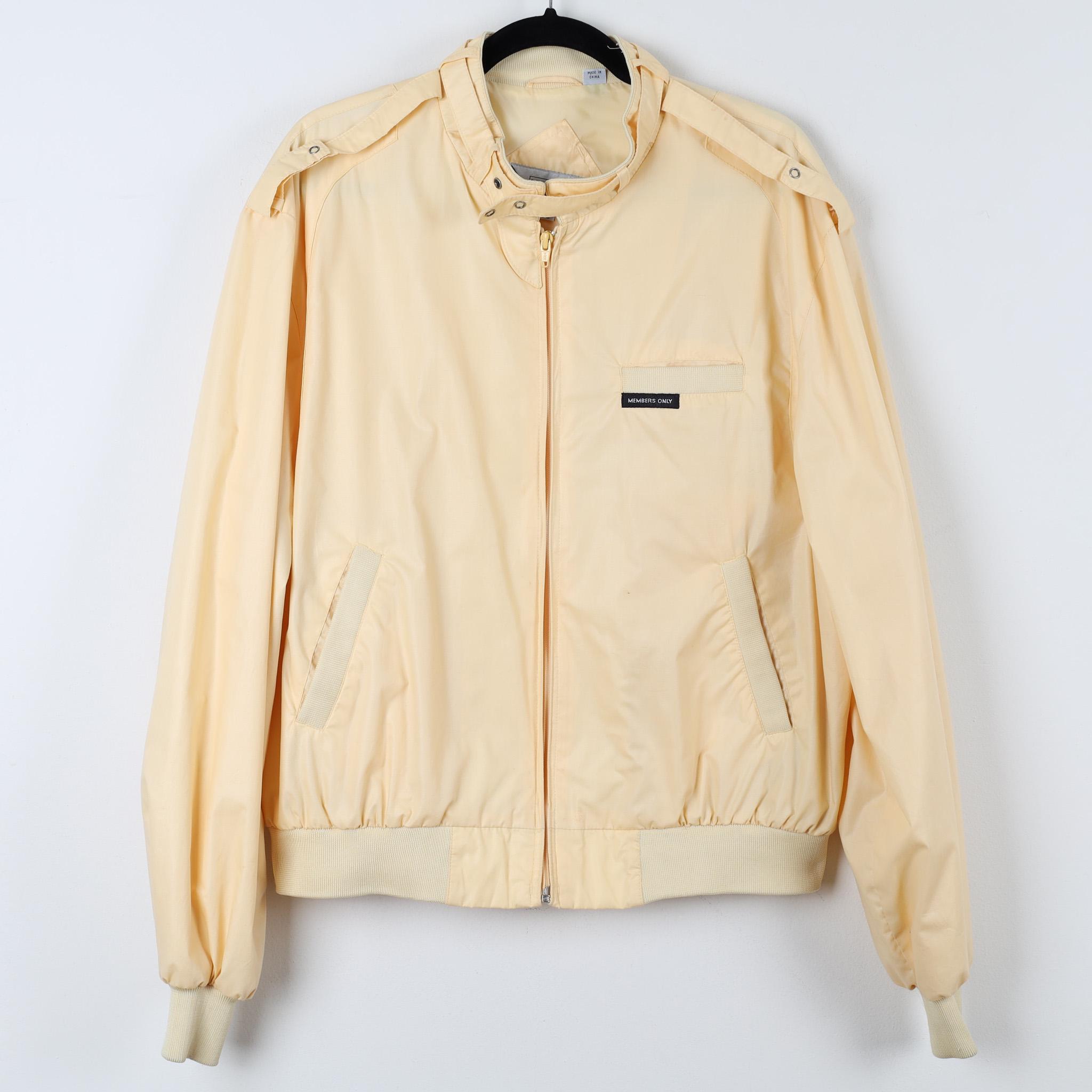 Vintage 90s Members Only Light Yellow Windbreaker Jacket Full Zip