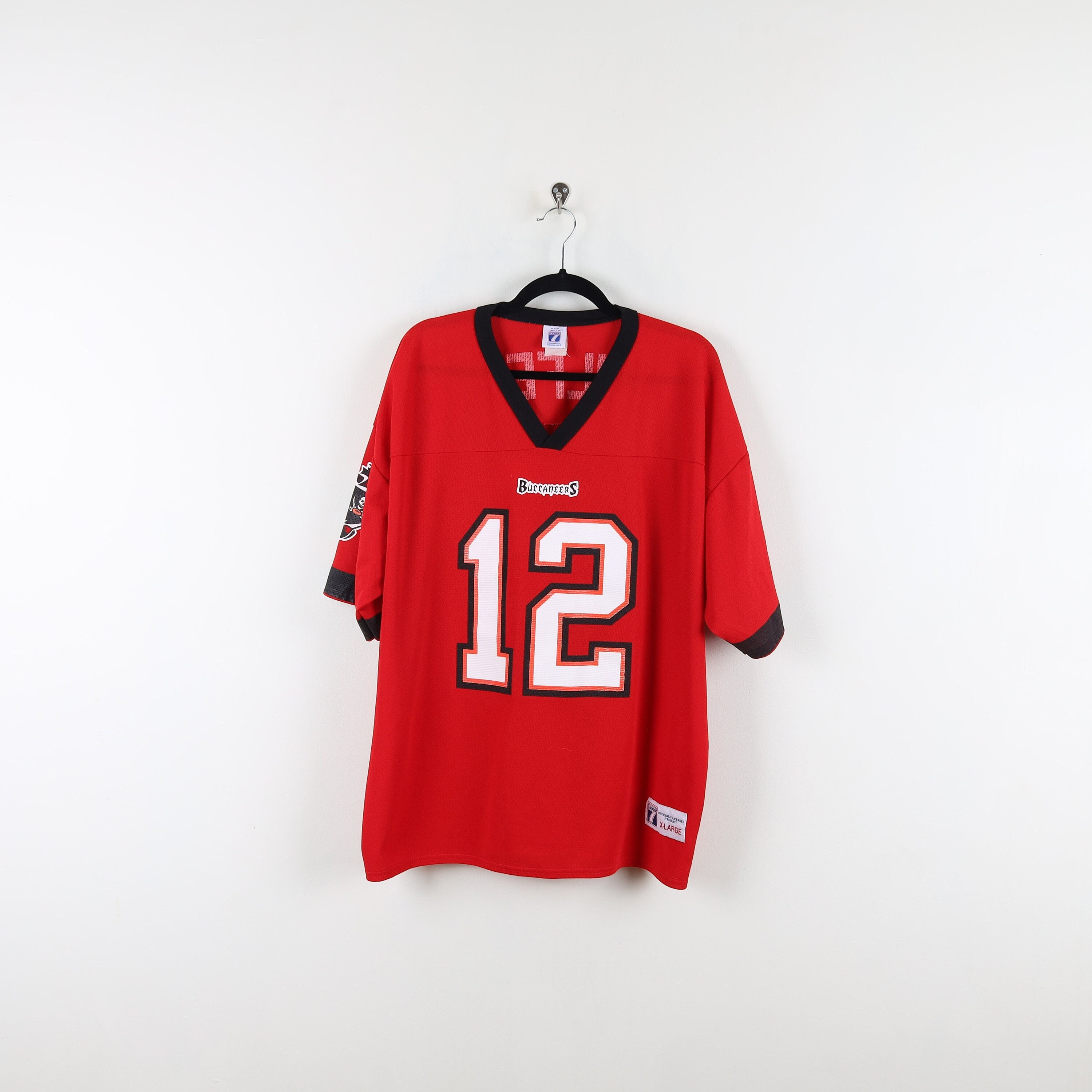 Vintage 90s Red Buccaneers Bucs NFL Dilfer #12 Tampa Bay Mesh