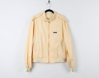 Vintage 90s Members Only Light Yellow Windbreaker Jacket Full Zip