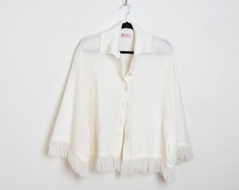 Vintage 70s Oversized White Collared 