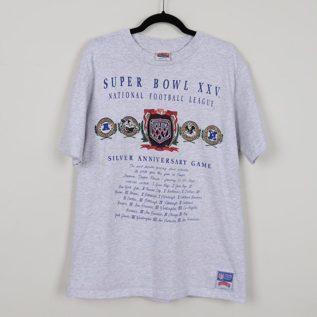Vintage 90s Super Bowl XXV National Football League Graphic T