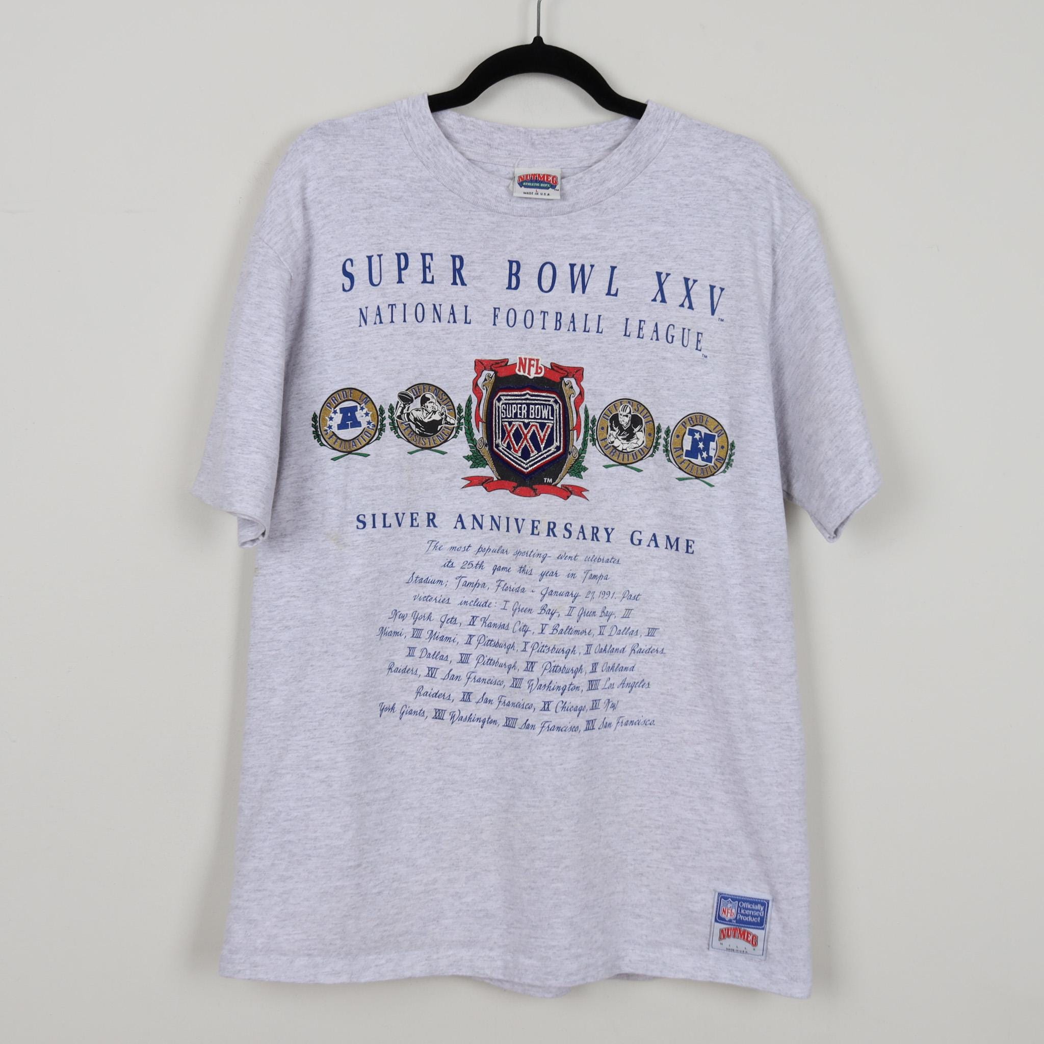 Vintage 90s Super Bowl XXV National Football League Graphic T