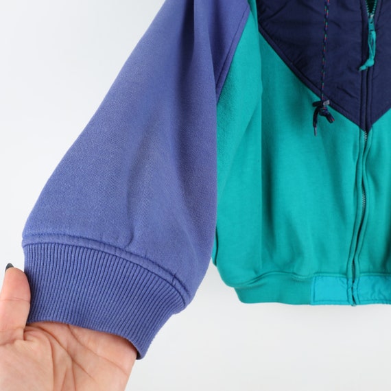 Vintage 90s Eddie Bauer Teal Navy Blue Purple Swe… - image 3