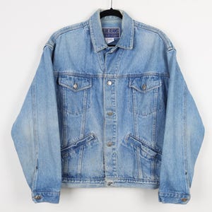 Vintage 90s Blue Jeans Calvin Klein Denim Jean Jacket Button Down CK Western Cowboy Jean Jacket Size Medium