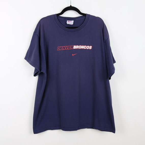 Vintage 90s Nike Denver Broncos Navy Blue Graphic Print Tee