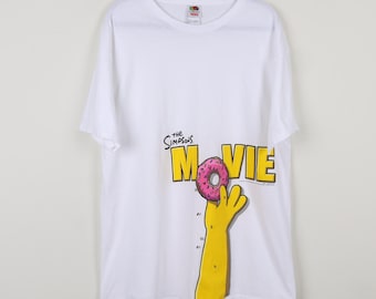 Vintage Y2K The Simpsons Movie 2008 Comedy Donut Funny Simpson Graphic Tee Matt Groening Fox Homer Simpsons Gift T-Shirt Size XL