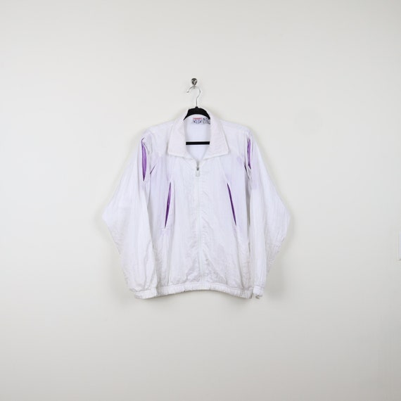 Vintage 90s White W/ Purple Detail Windbreaker Zip up