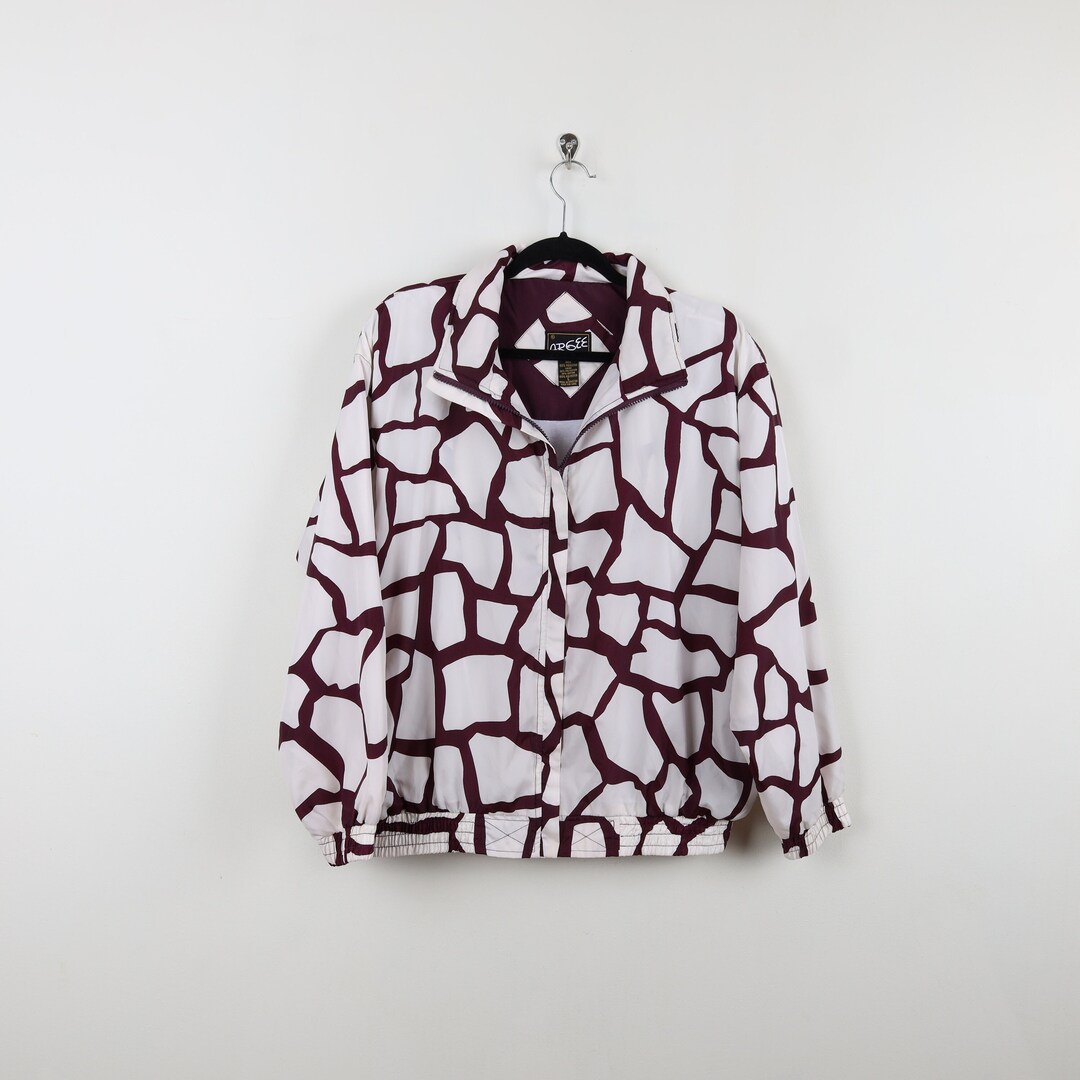 BURGUNDY OVERSIZED JACKET WITH WHITE STITCHING 90S STYLE SOLID COLOR main image 0