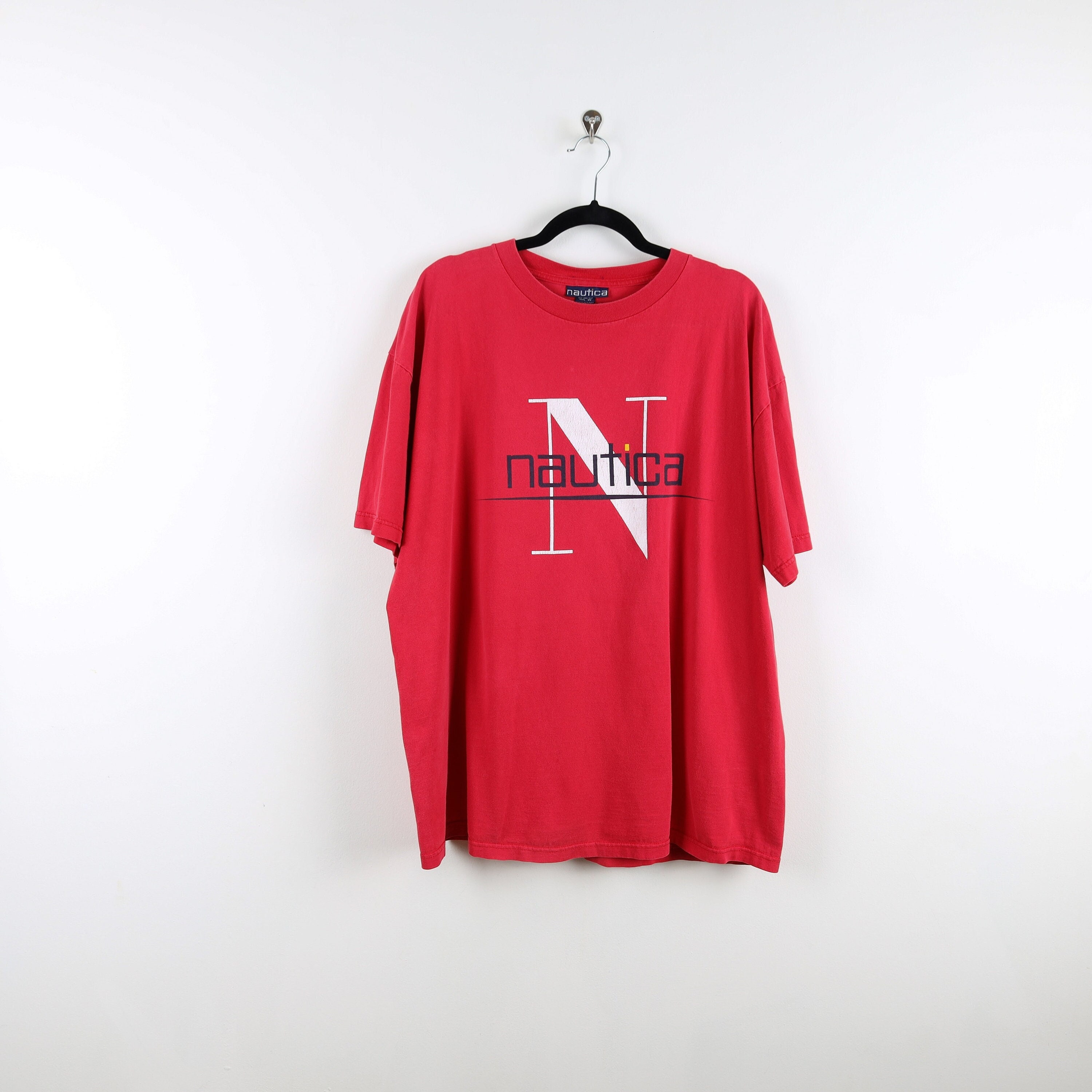 Nautica Jeans Company T Shirt Vintage 90s Red Long Sleeve Spell