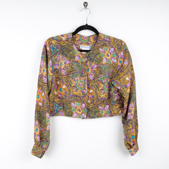 Vintage 90s Floral Grunge Paisley Pattern Crop To… - image 2