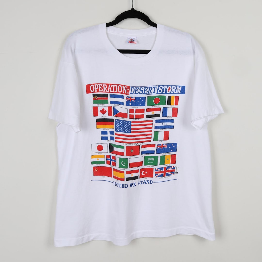 Vintage 90s Operation Desert Storm United We Stand White Graphic