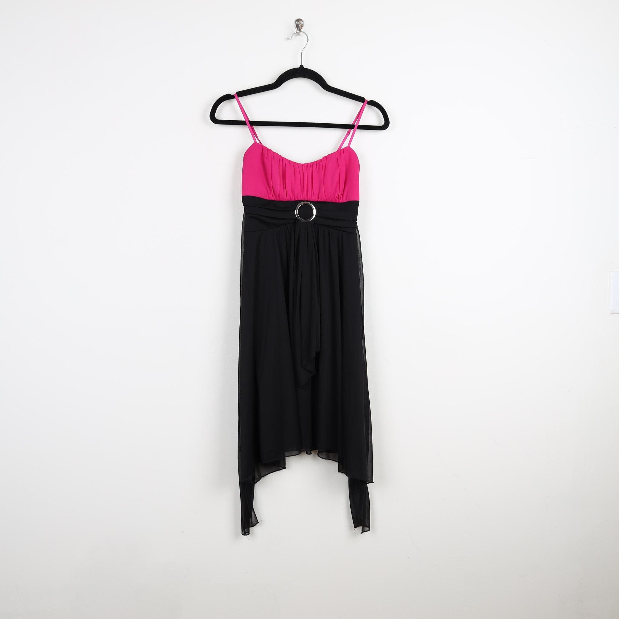 strapless open back dress Short Black Velvet Homecoming Dress with Pink Ribbon Black/Hot Pink / 1 main image 1