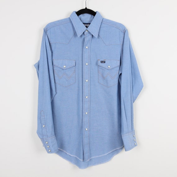 Vintage 90s Wrangler Blue Long Sleeve Shirt Cowbo… - image 8