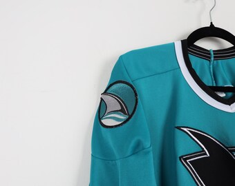 Maillot Vintage San Jose Sharks Années 90 - Taille XL, Bleu Sarcelle, Marque Maska