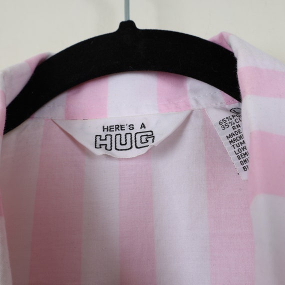 Vintage 90s Pastel Pink/White Striped Short Sleev… - image 2