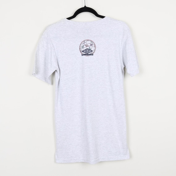 Vintage 90s Umbro Gray Graphic Print Tee Brand Logo Single