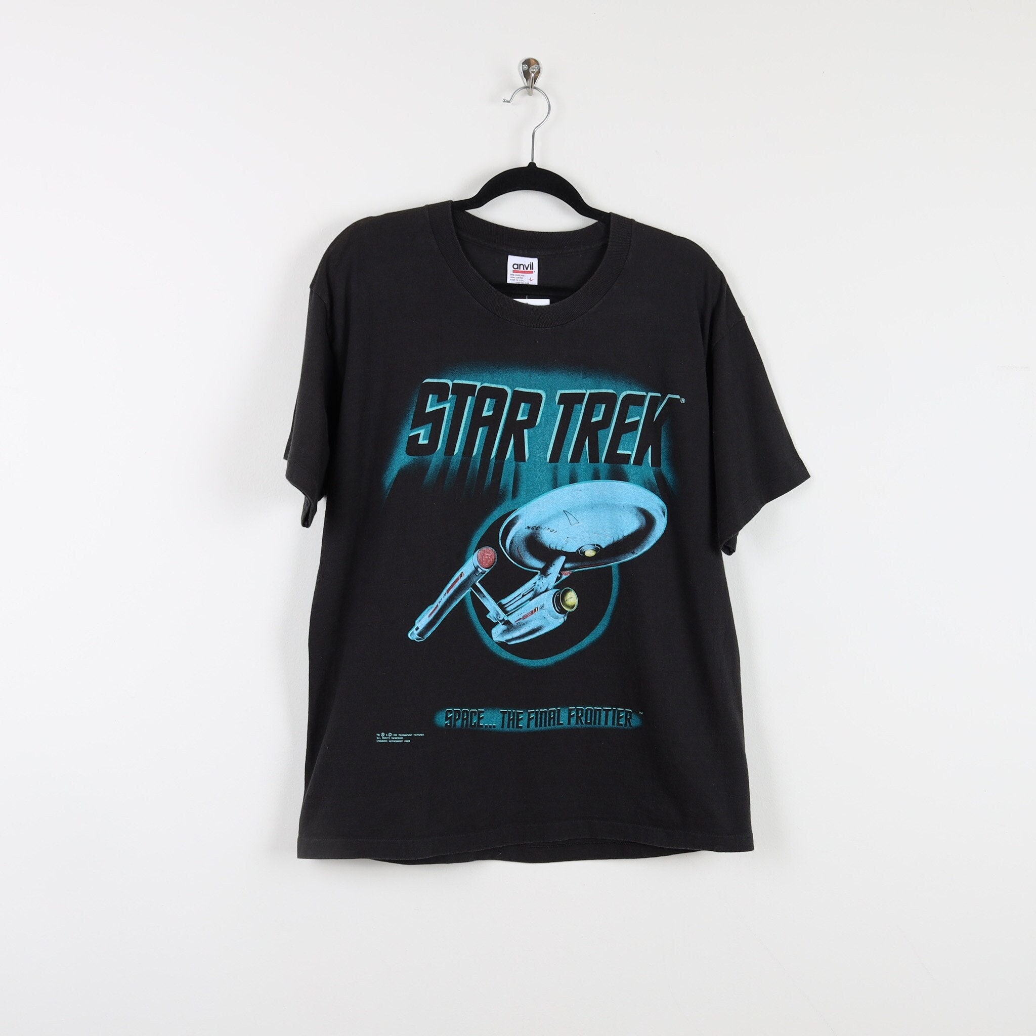 Vintage 90s Black Star Trek Space the Final Frontier 1992