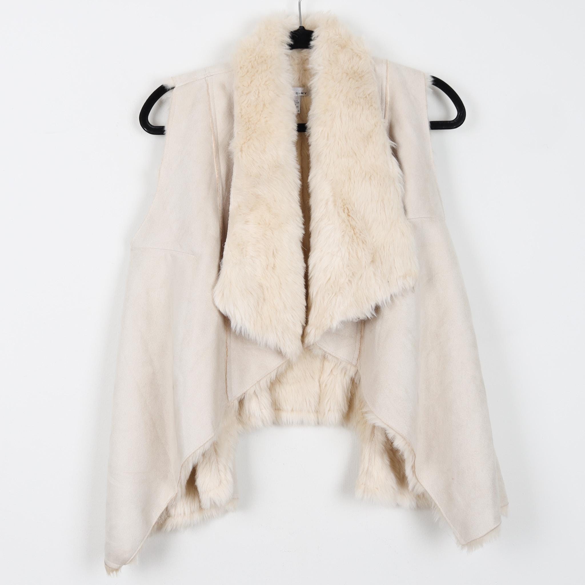 ジャケット・アウター 90s Fake Fur Vest VINTAGE St Johns Bay Jacket Women Large Blue Trucker Vest