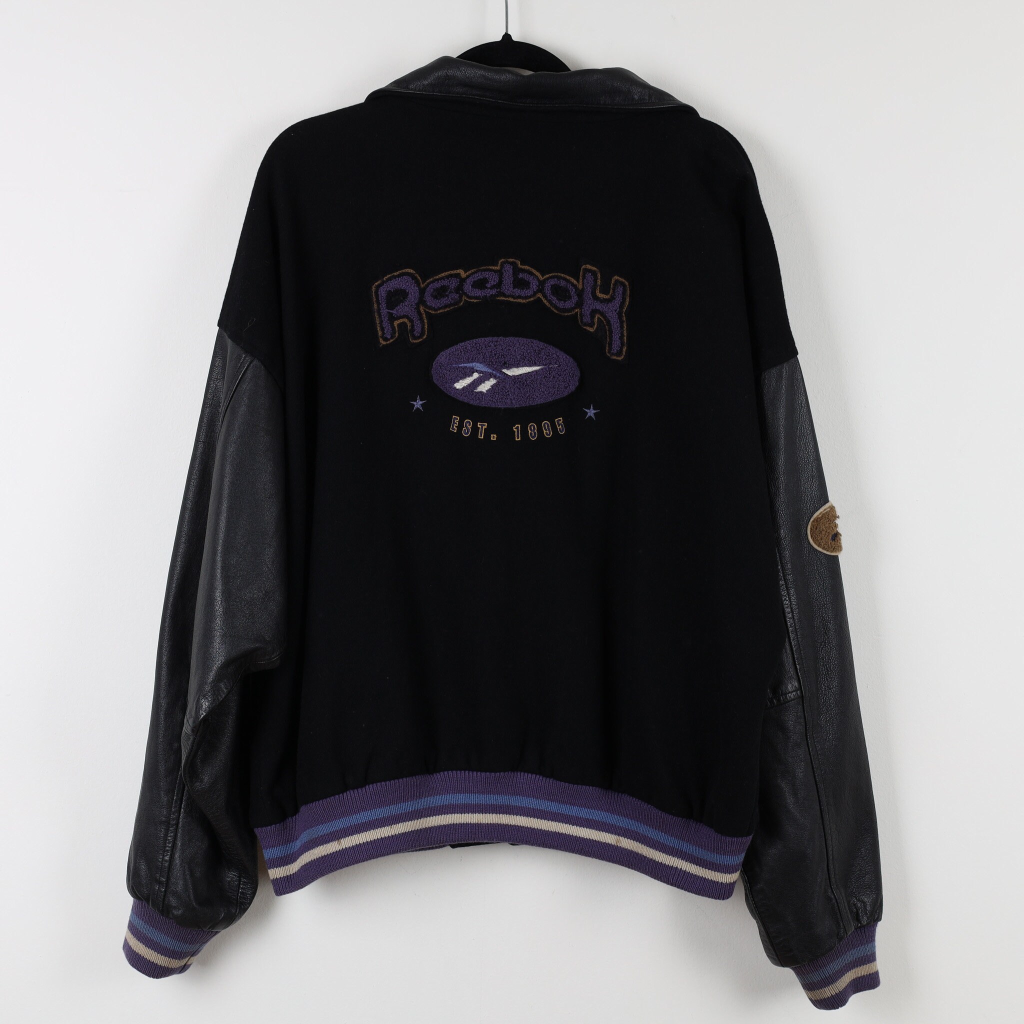 ジャケット・アウター 90s rare Reebok monotone poly jacket Vintage 90s Reebok Big Logo Jacket Windbreaker Navy Blue