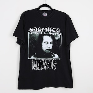 Vintage 90s Sacrifice Glenn Danzig 1999 Band Black Graphic Print T