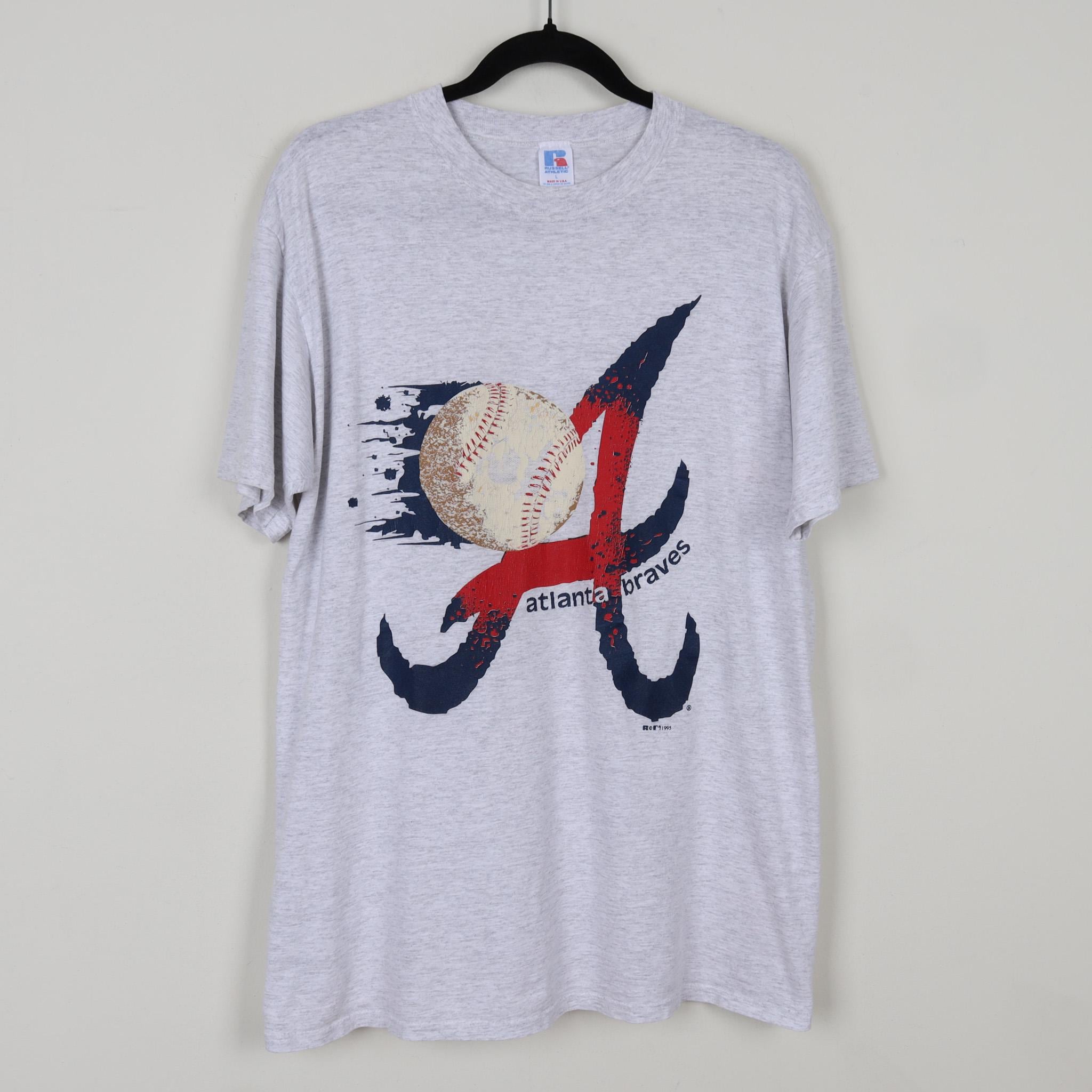 Vintage 90s Russell Athletic 1995 MLB Atlanta Braves Gray Graphic
