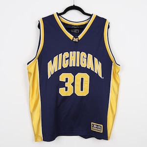 Vintage 90s Michigan Wolverine M 30 Navy Blue Basketball Jersey Embroidered Patch Colosseum The Authentic College University Jersey Size XXL