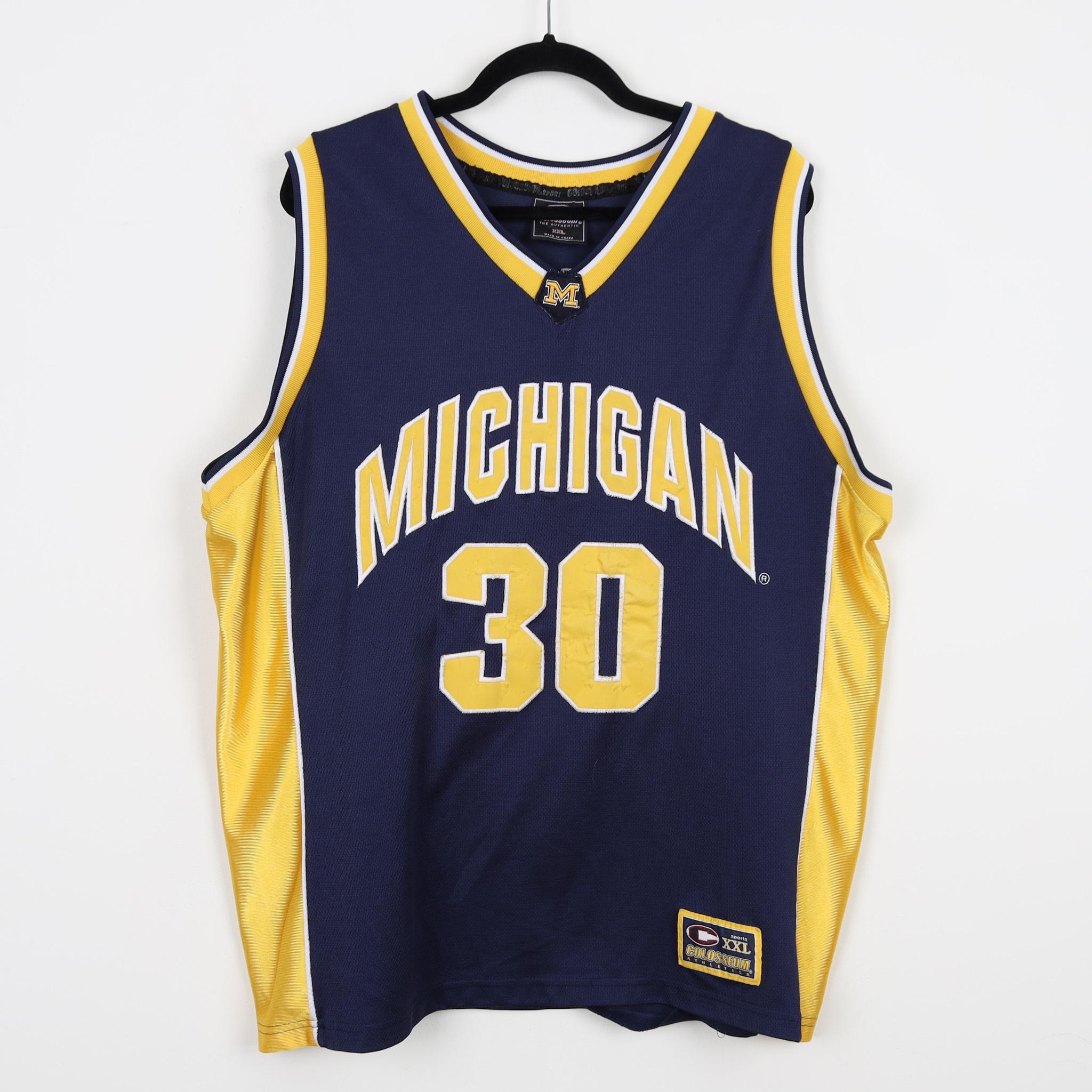 Vintage 90s Michigan Wolverine M 30 Navy Blue Basketball Jersey