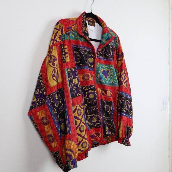 Vintage 90s Colorful Floral Geometric Pattern Fun… - image 3