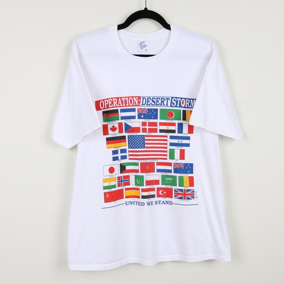 Vintage 90s Operation Desert Storm United We Stand White Graphic