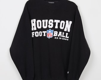 Vintage Y2K Puma Houston NFL Football 32 In 2002 Black & White Graphic Print Crew Neck Sweater Athletic Pullover Sweatshirt Size Large