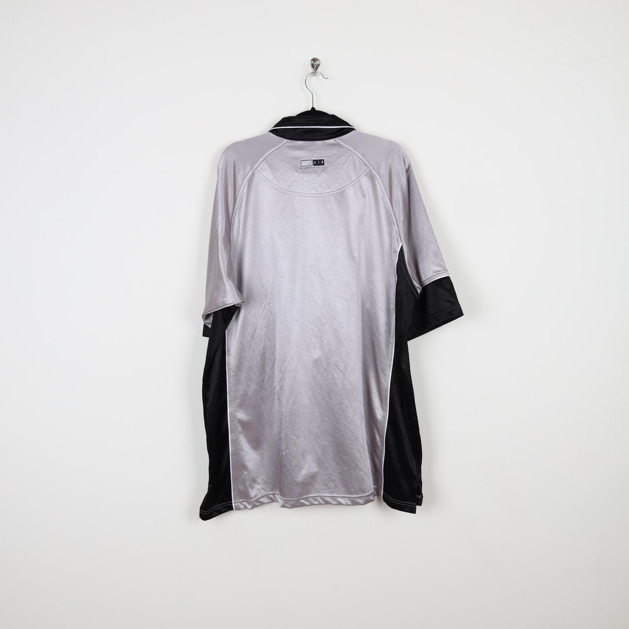 Vintage 90s NIKE Color Block Zipper Zip up Gray & Black Polo Shirt 