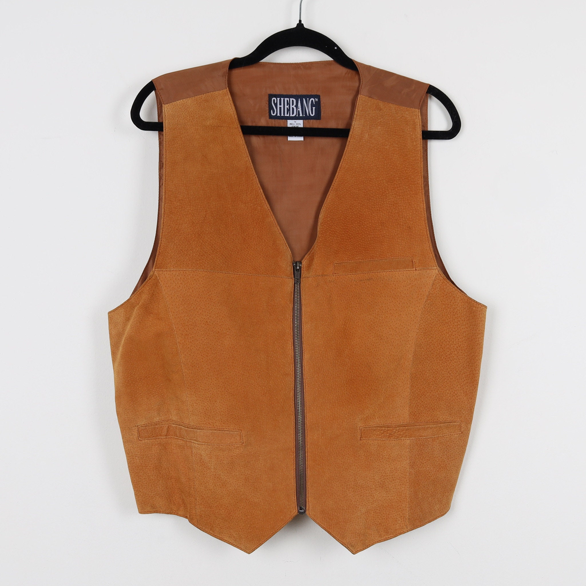 Vintage 90s Y2K Leather Vest 12 Womens Black Biker Goth