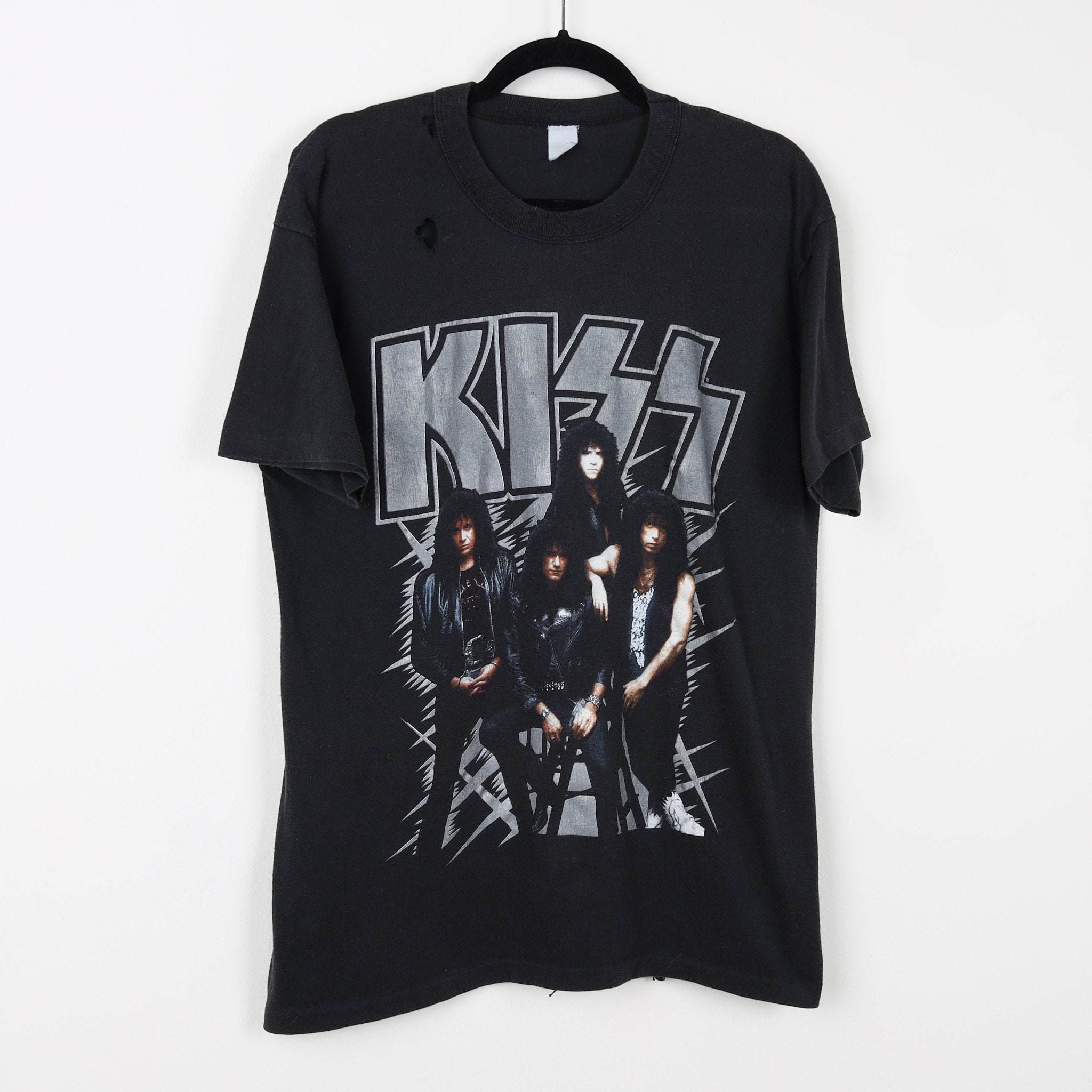Vintage 90s Kiss Hot in the Shade Tour 1990 Black Graphic Tee