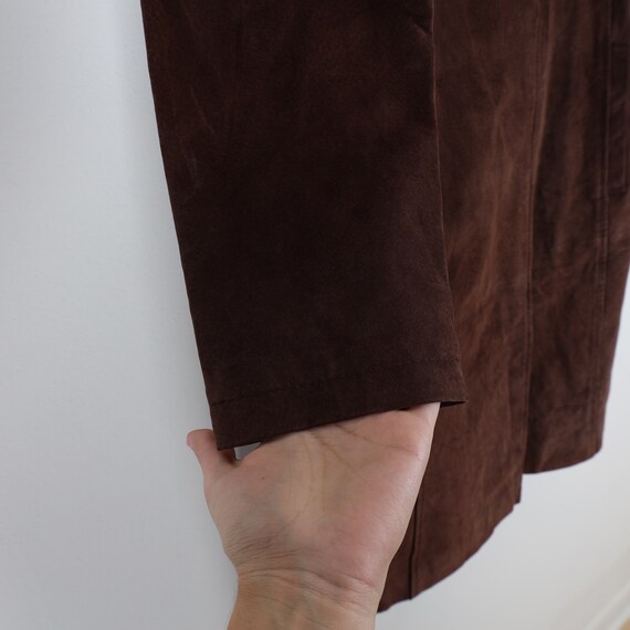 Vintage Y2K XOXO Dark Brown Suede Leather Trench … - image 5
