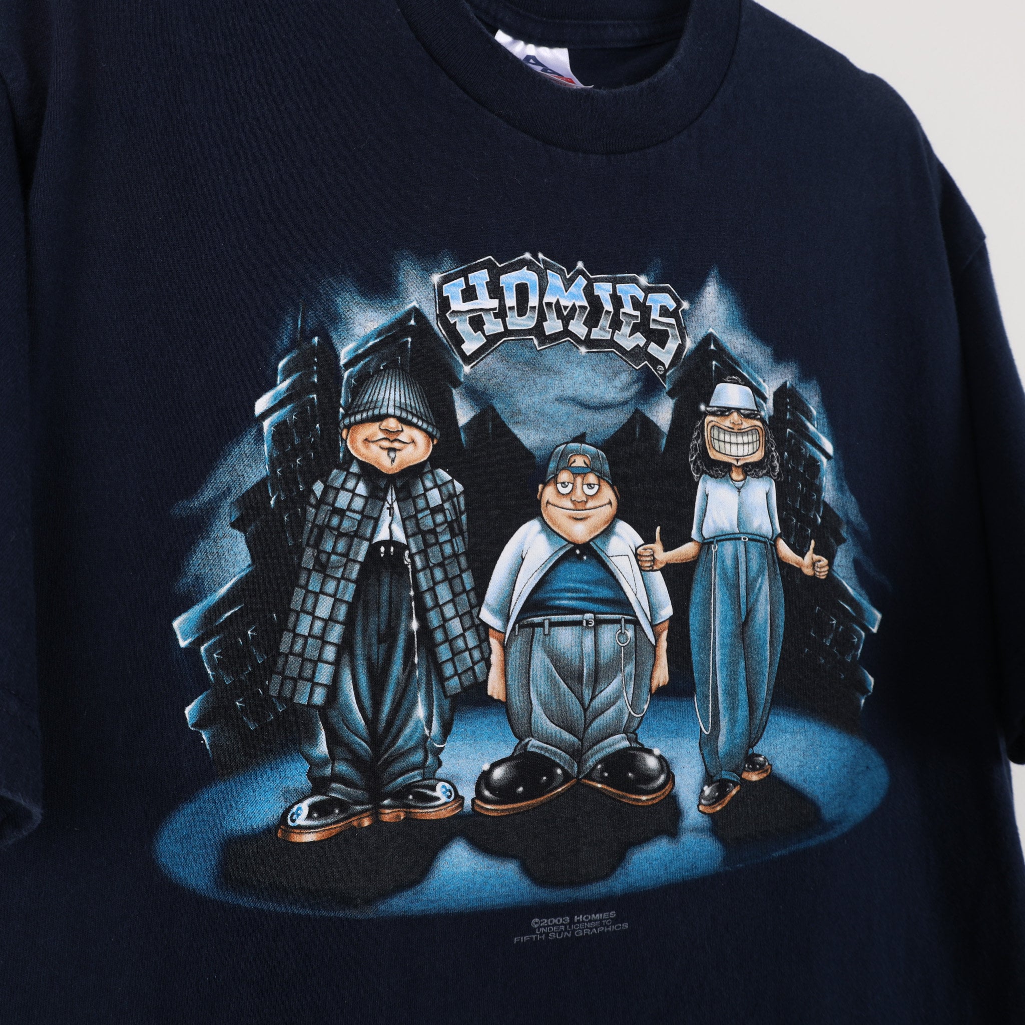 Vintage Y2K AAA 2003 Smiley Trio Homies Graphic Print T-shirt