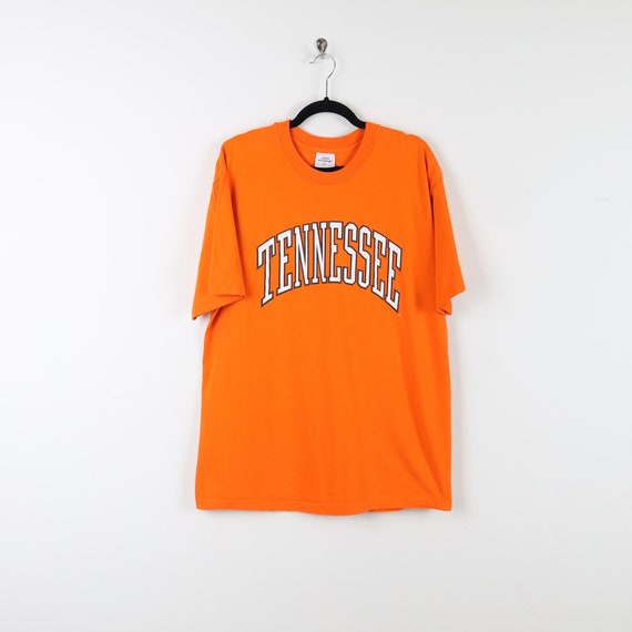 Vintage 90s Orange Tennessee Graphic Print Tee Si… - image 1