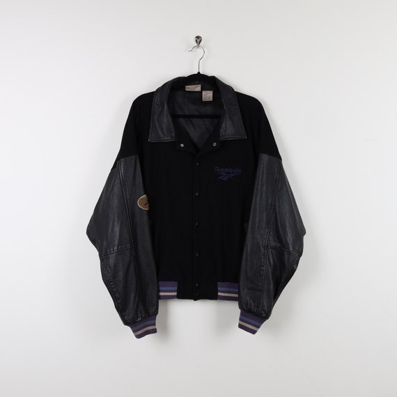 Vintage 90s Reebok 1995 Black Leather Embroidered Sewn Patch