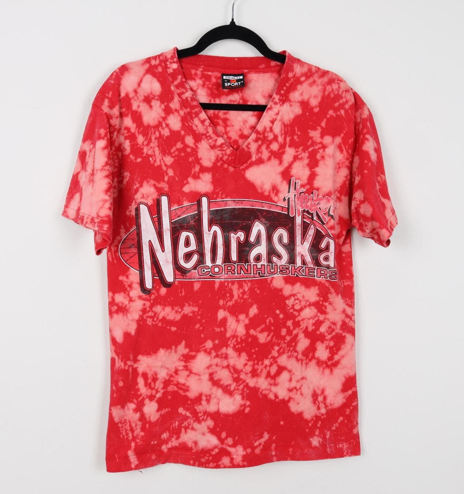 Vintage 90s Nebraska Cornhuskers Red Tie Dye Graphic Print T-shirt